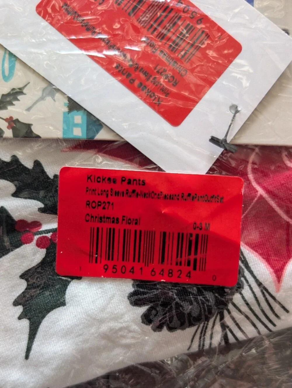 NWT Kickee Pants Long Sleeve Ruffle One Piece & Pant Set in Christmas Floral